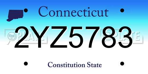2YZ5783 Connecticut License Plate