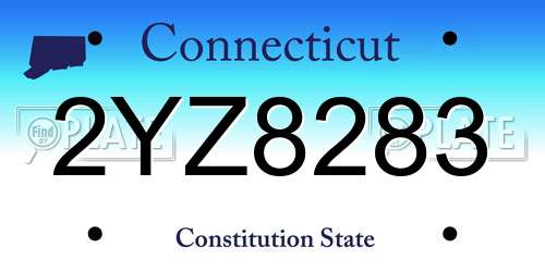 2YZ8283 Connecticut License Plate