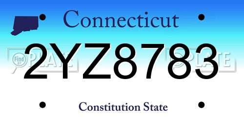 2YZ8783 Connecticut License Plate