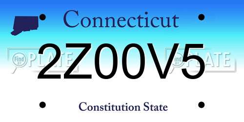 2Z00V5 Connecticut License Plate