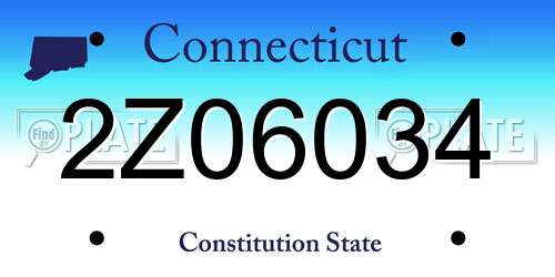 2Z06034 Connecticut License Plate