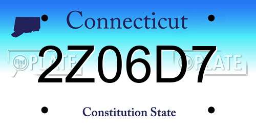 2Z06D7 Connecticut License Plate