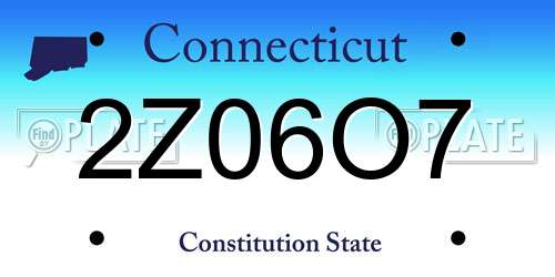 2Z06O7 Connecticut License Plate
