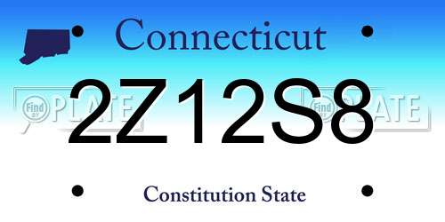 2Z12S8 Connecticut License Plate