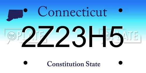 2Z23H5 Connecticut License Plate