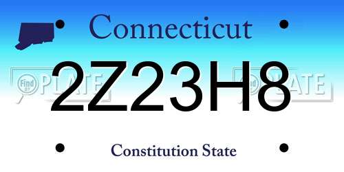 2Z23H8 Connecticut License Plate