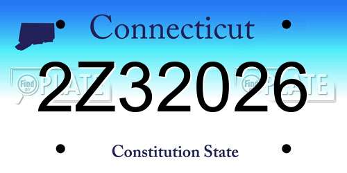 2Z32026 Connecticut License Plate