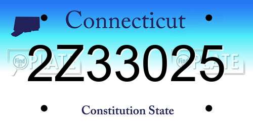 2Z33025 Connecticut License Plate