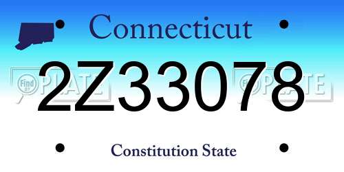 2Z33078 Connecticut License Plate
