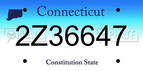 2Z36647 Connecticut License Plate