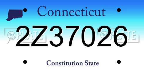 2Z37026 Connecticut License Plate