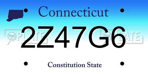 2Z47G6 Connecticut License Plate