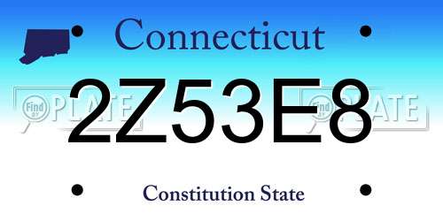 2Z53E8 Connecticut License Plate