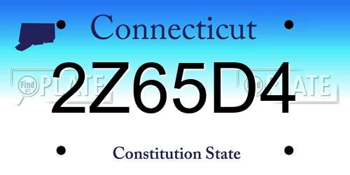 2Z65D4 Connecticut License Plate