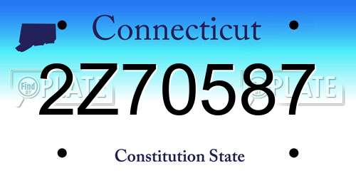 2Z70587 Connecticut License Plate