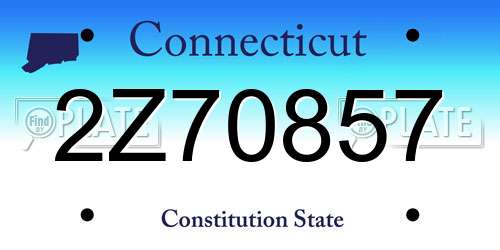 2Z70857 Connecticut License Plate