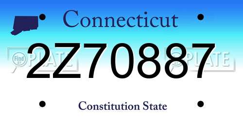 2Z70887 Connecticut License Plate