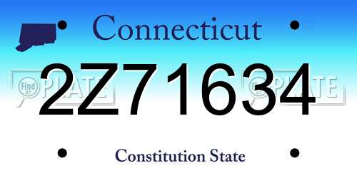 2Z71634 Connecticut License Plate