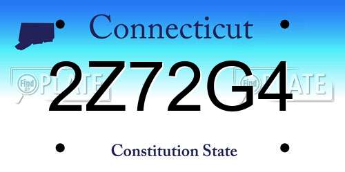 2Z72G4 Connecticut License Plate