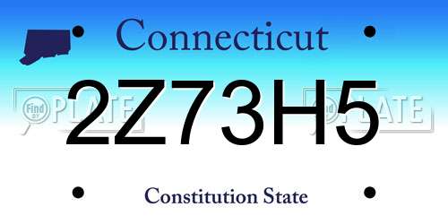 2Z73H5 Connecticut License Plate