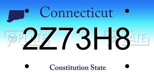 2Z73H8 Connecticut License Plate