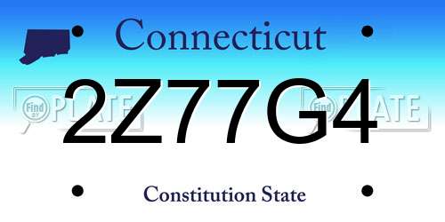 2Z77G4 Connecticut License Plate