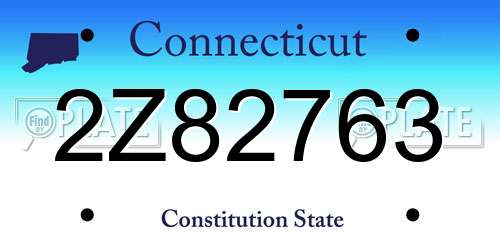 2Z82763 Connecticut License Plate