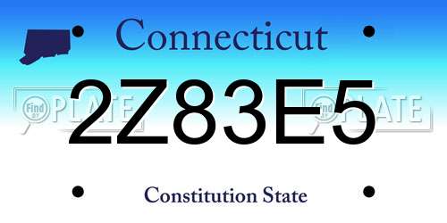 2Z83E5 Connecticut License Plate
