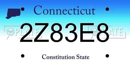 2Z83E8 Connecticut License Plate