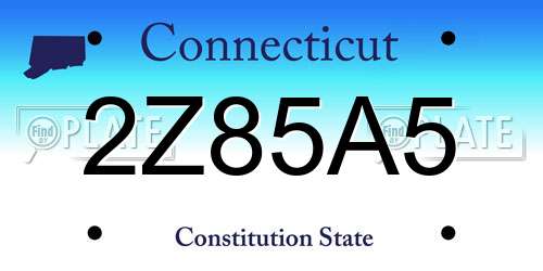 2Z85A5 Connecticut License Plate