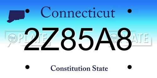 2Z85A8 Connecticut License Plate