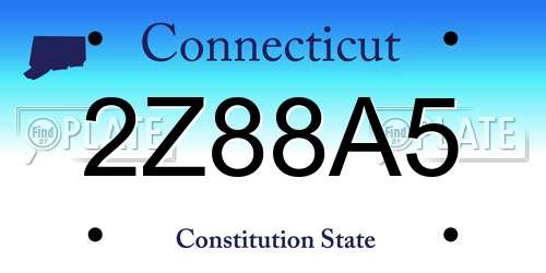 2Z88A5 Connecticut License Plate