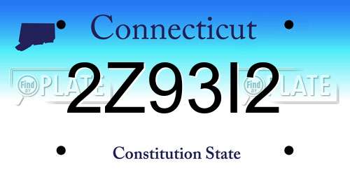 2Z93I2 Connecticut License Plate