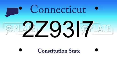 2Z93I7 Connecticut License Plate