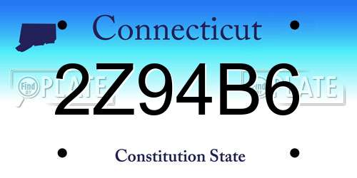 2Z94B6 Connecticut License Plate