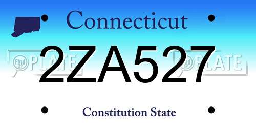 2ZA527 Connecticut License Plate