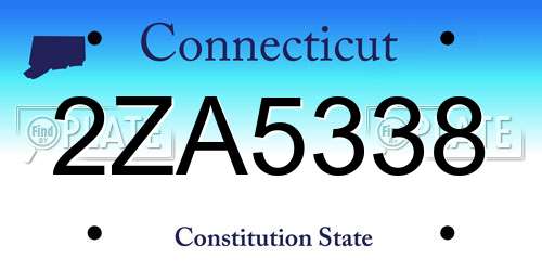 2ZA5338 Connecticut License Plate