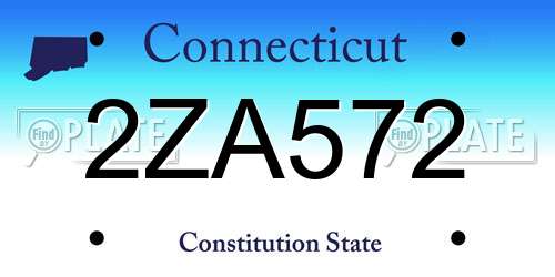 2ZA572 Connecticut License Plate