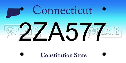 2ZA577 Connecticut License Plate