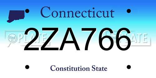 2ZA766 Connecticut License Plate