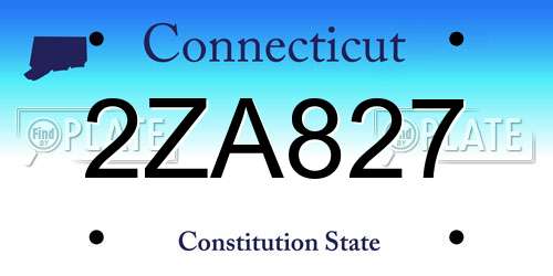 2ZA827 Connecticut License Plate
