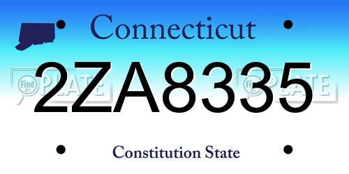 2ZA8335 Connecticut License Plate