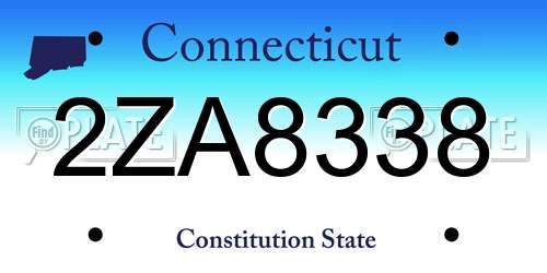 2ZA8338 Connecticut License Plate