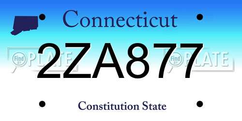 2ZA877 Connecticut License Plate