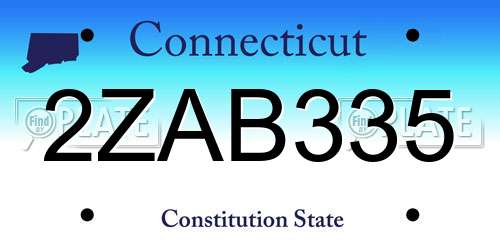 2ZAB335 Connecticut License Plate