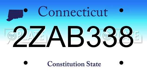 2ZAB338 Connecticut License Plate