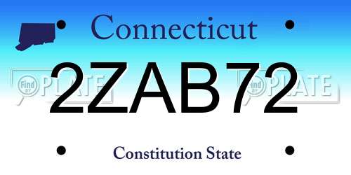 2ZAB72 Connecticut License Plate