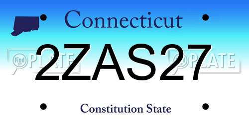 2ZAS27 Connecticut License Plate