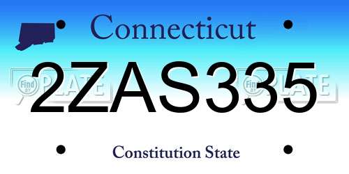 2ZAS335 Connecticut License Plate