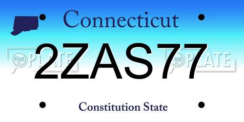 2ZAS77 Connecticut License Plate